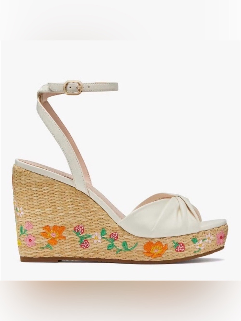 kate spade Tallulah strawberry  Floral Embroidered Espadrille Wedge Sandal 6.5